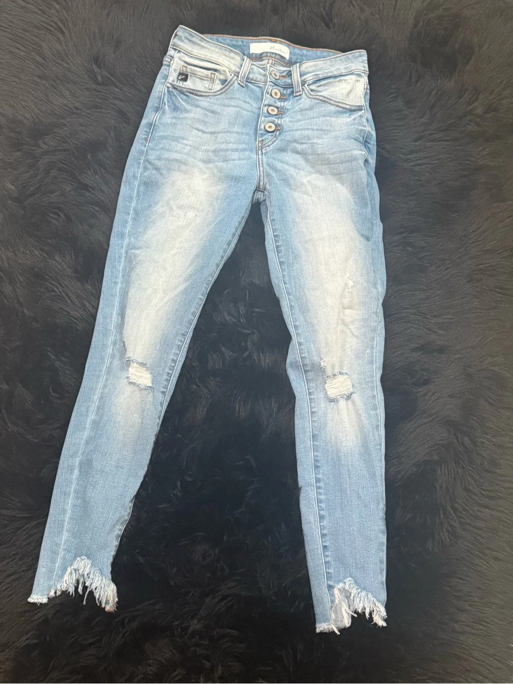 KanCan Women's Light Blue Button-Fly Jeans